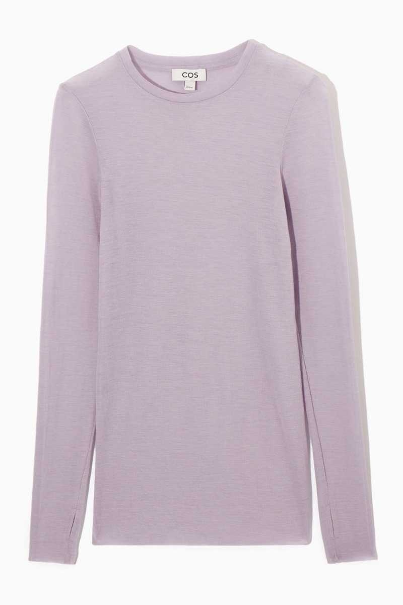 Purple Women's COS Crew-Neck Merino Wool Top Sweaters | 560293VBW