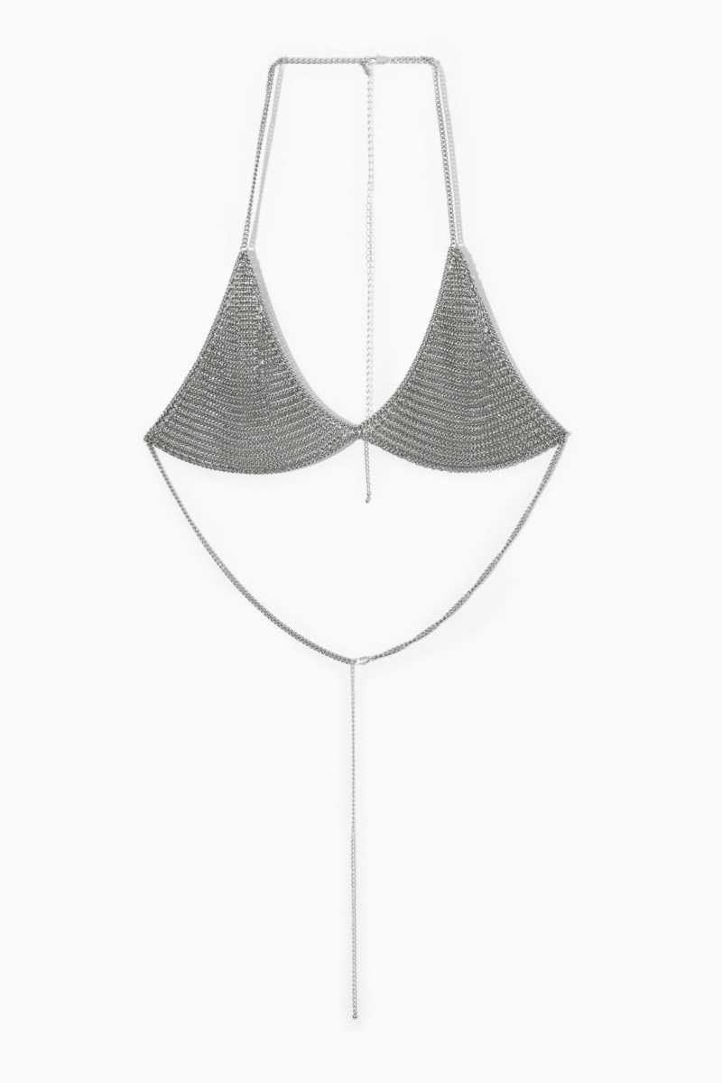 Silver Women's COS Chainmail Triangle Bras | 925843SOR