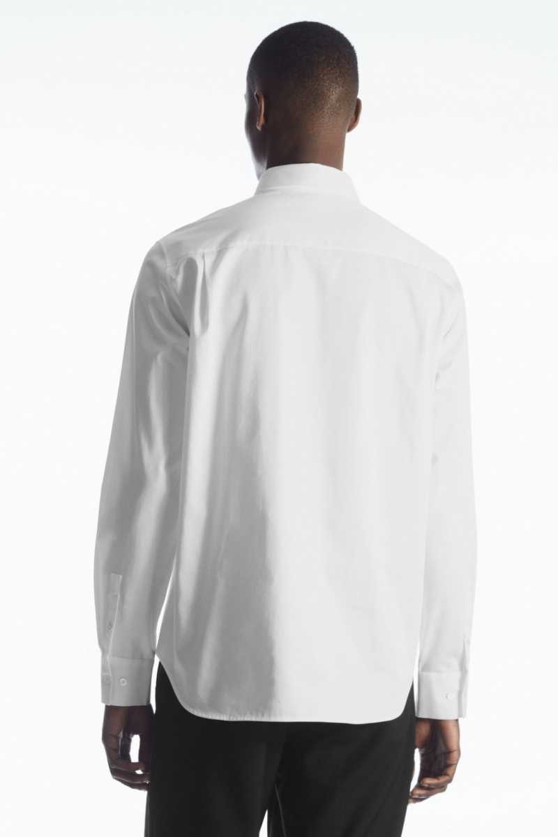 White Men's COS Patch-Pocket Regular Shirts | 827013OCY