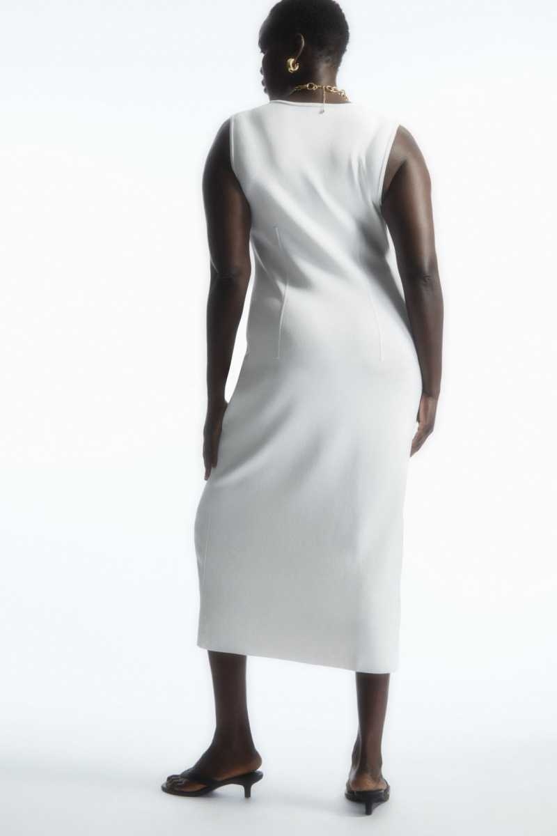 White Women's COS Knitted Midi Dress | 094258SHF