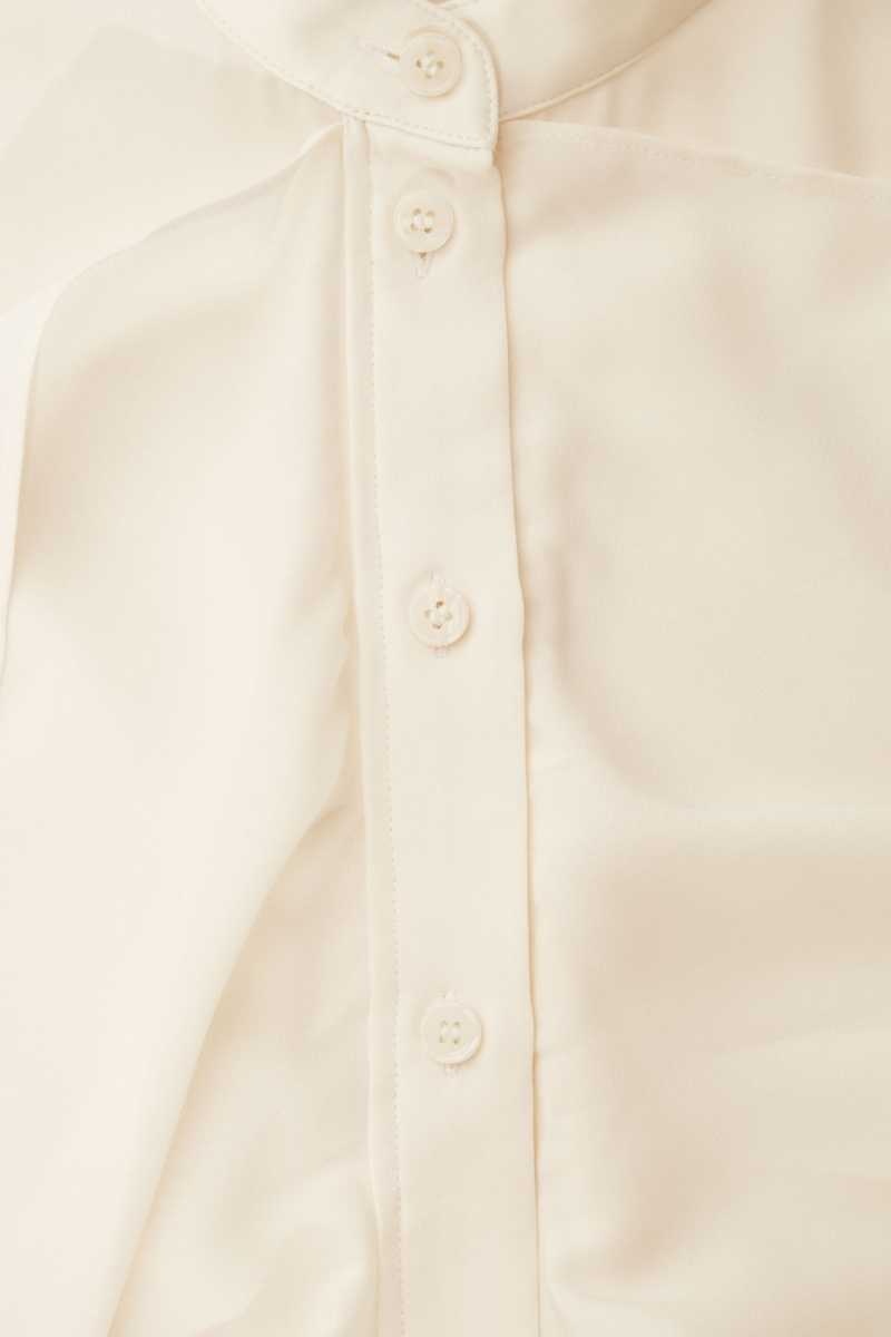 White Women's COS Ruffled Stand-Collar Blouse | 234568SPM