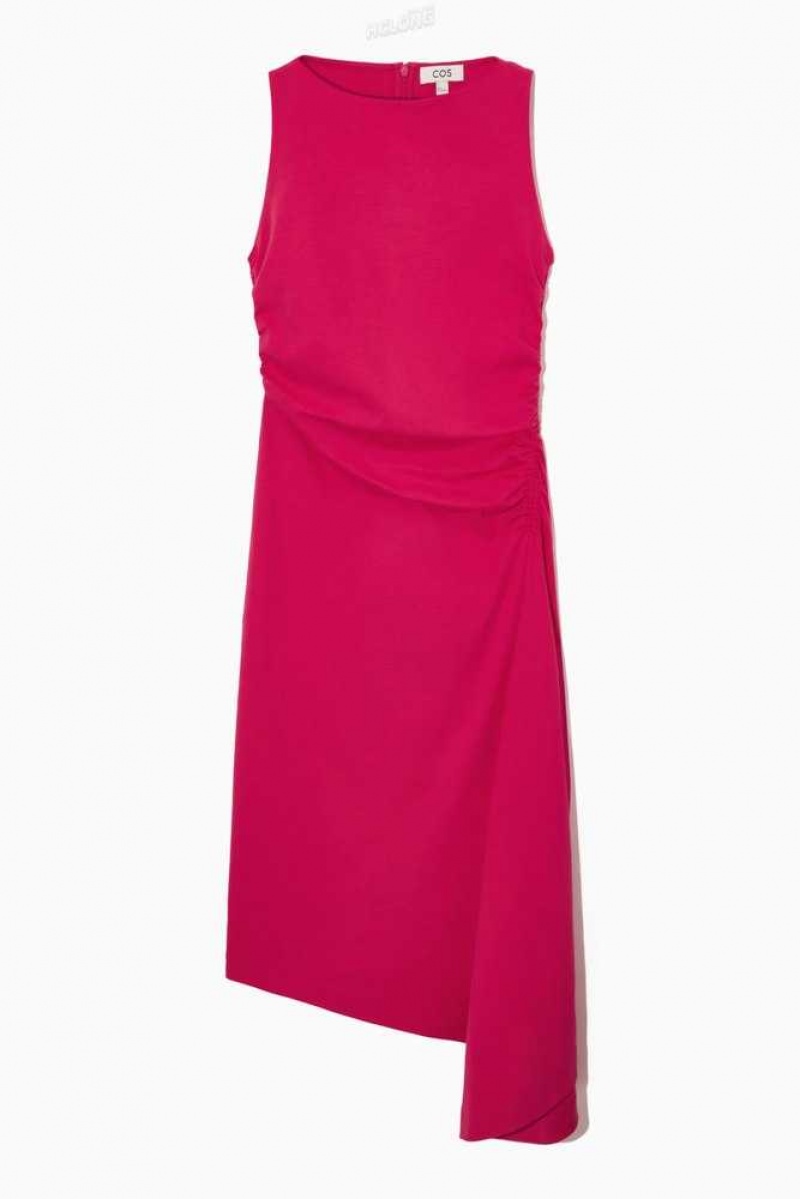 Women's COS Asymmetric Gathered Midi Dress Dress | 215903UVE