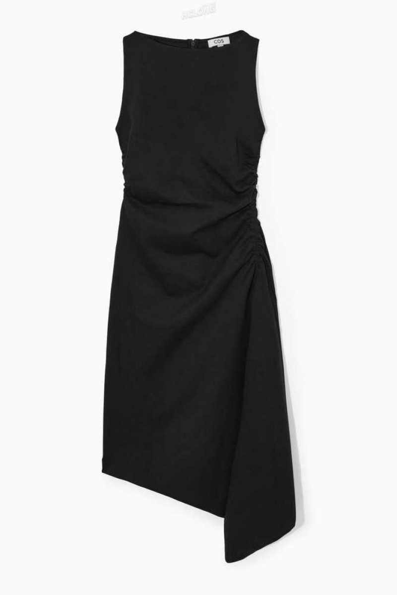 Women's COS Asymmetric Gathered Midi Dress Dress | 186497RKF