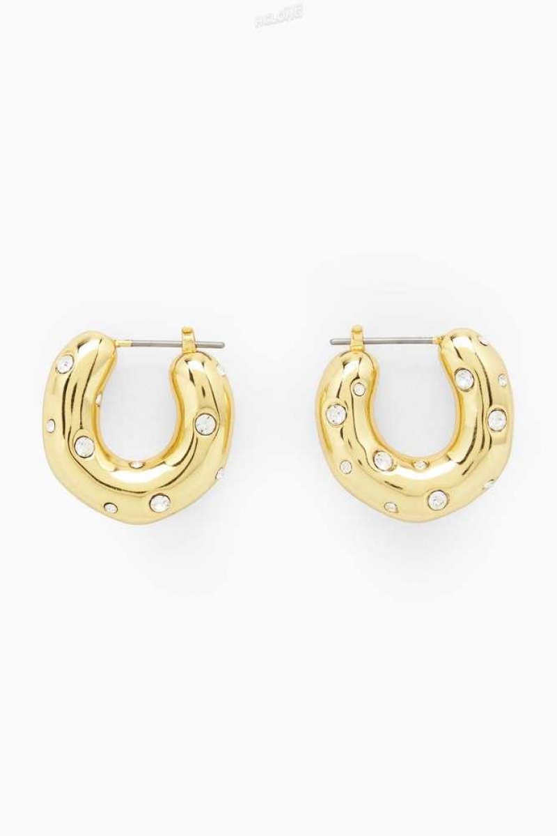 Women's COS Crystal-Embellished Chunky Hoop Earrings | 429735WBT