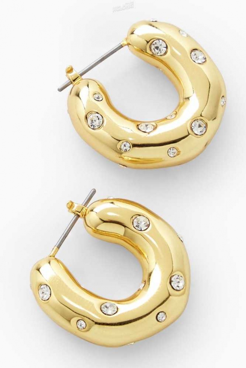 Women's COS Crystal-Embellished Chunky Hoop Earrings | 429735WBT