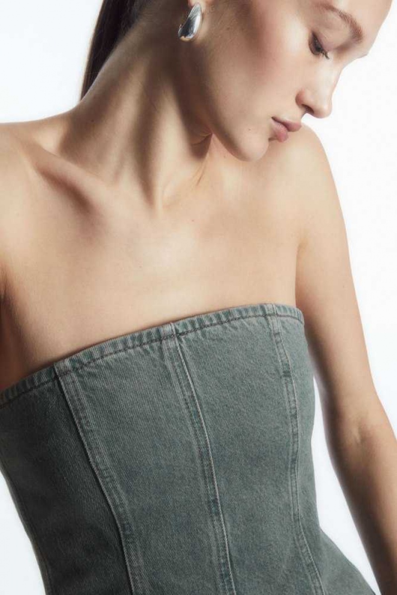 Women's COS Denim Bustier Tops | 793120RBP