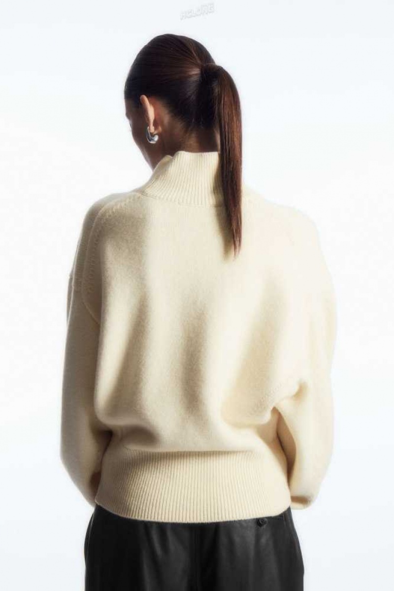 Women's COS Funnel-Neck Waisted Wool Sweater Sweaters & Cardigans | 049185JWA