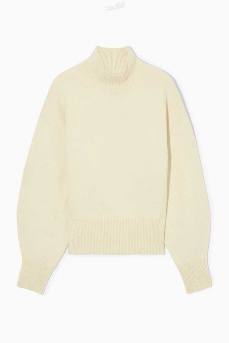 Women's COS Funnel-Neck Waisted Wool Sweater Sweaters & Cardigans | 049185JWA