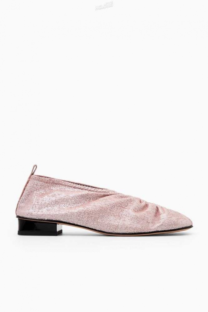 Women's COS Gathered Metallic Ballet Shoes Flats | 509132SCR