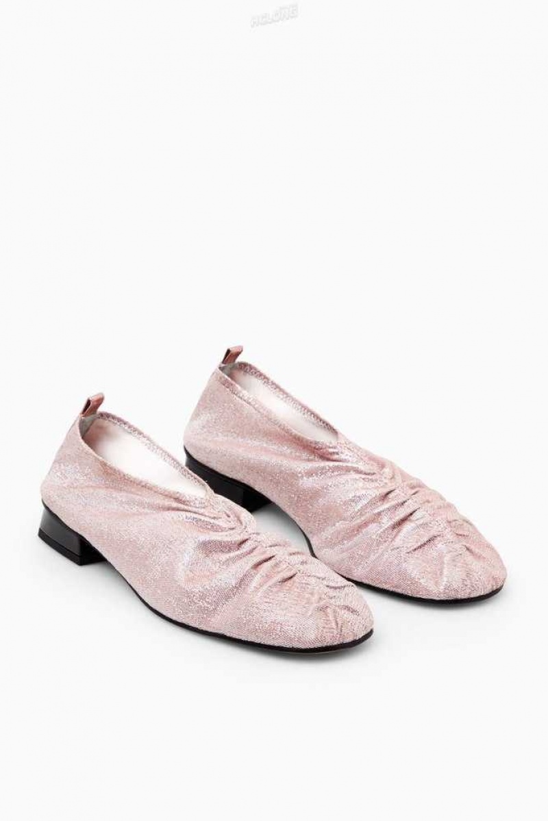 Women's COS Gathered Metallic Ballet Shoes Flats | 509132SCR