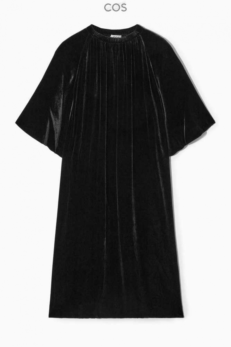 Women's COS Gathered Silk-Blend Velvet Midi Dress Dress | 915306HTC