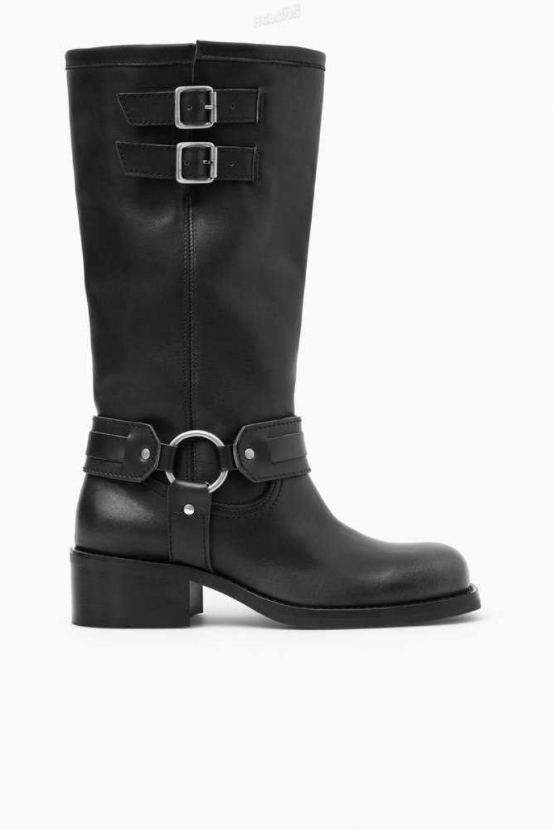 Women's COS Leather Biker Boots Boots | 375124HYU