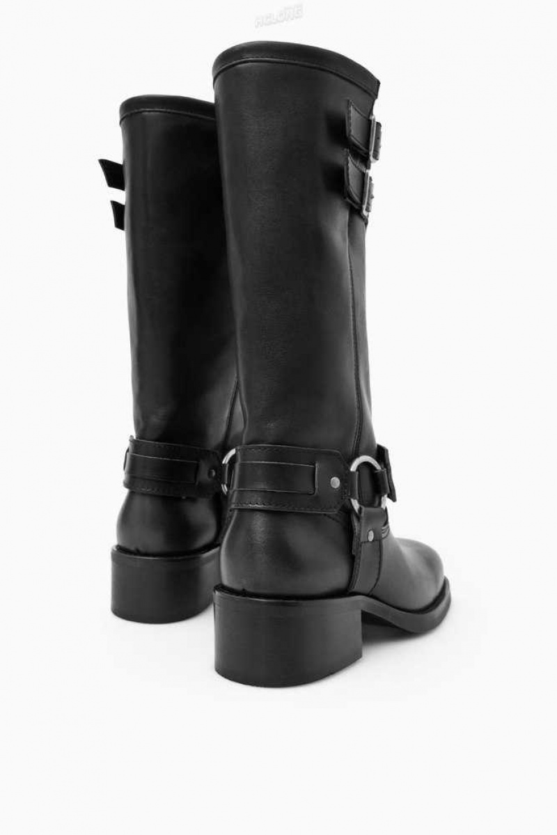 Women's COS Leather Biker Boots Boots | 375124HYU