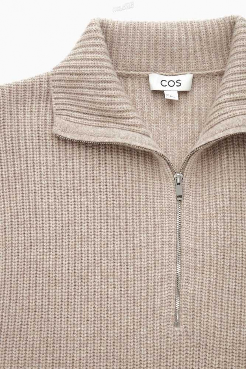 Women's COS Oversized Cashmere-Blend Half-Zip Jumper Knitwear & Cardigans | 125948JIF