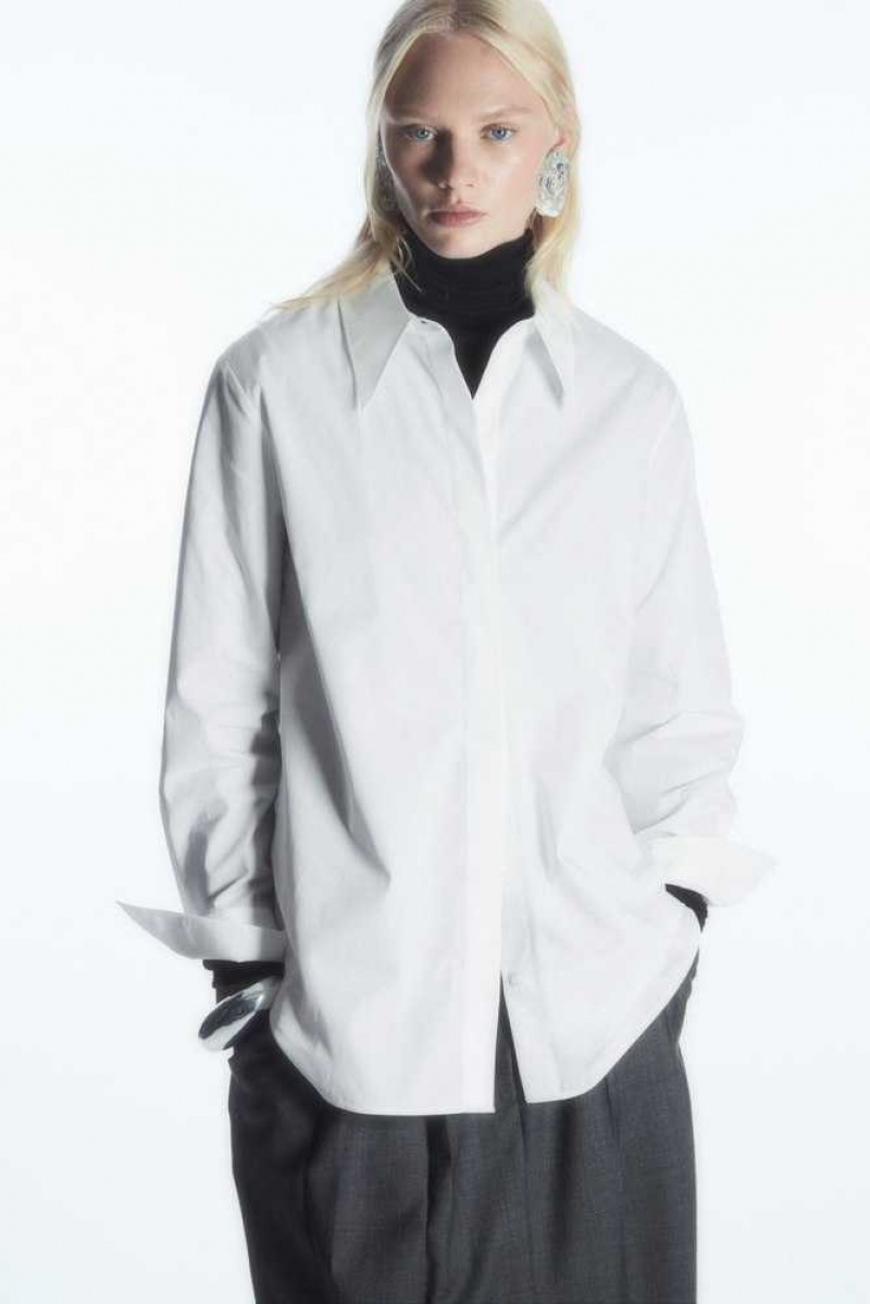 Women's COS Relaxed Cotton-Poplin Shirt Shirts & Blouses | 740952GAI