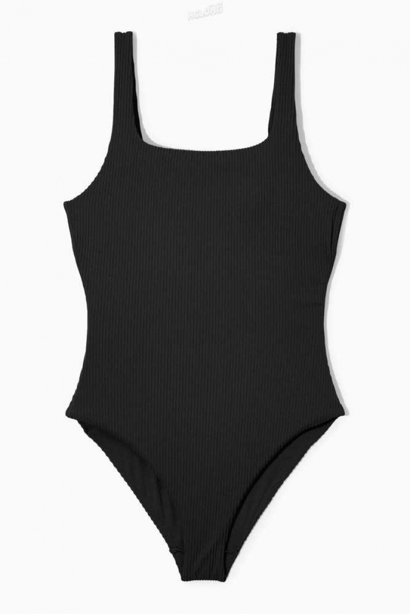 Women's COS Square-Neck Ribbed Swimsuit Swimwear | 894136ELR