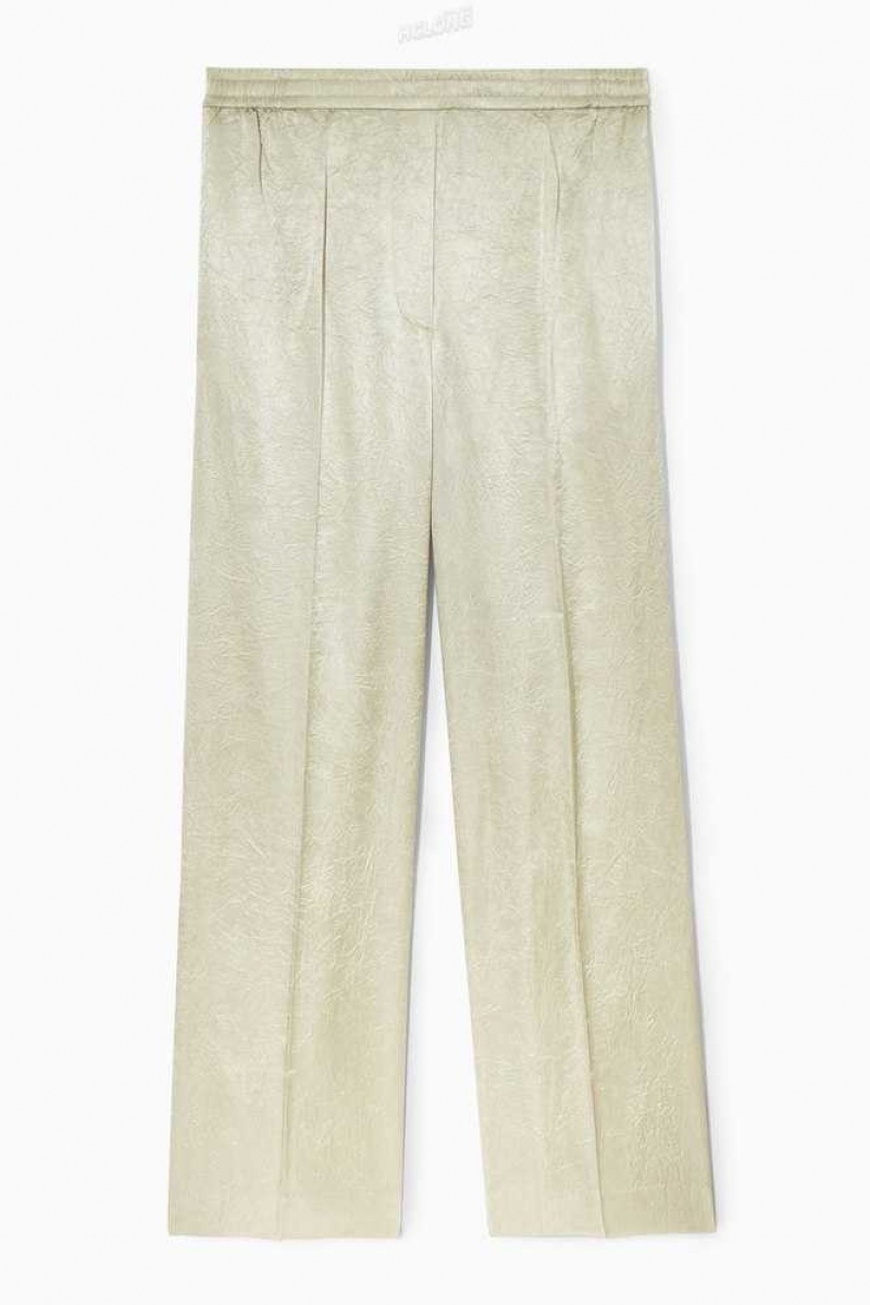 Women's COS Straight-Leg Crinkled-Satin Pants Pants | 976208DST