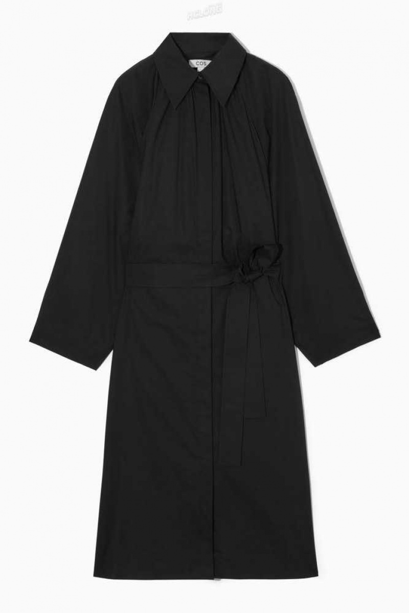 Women's COS Voluminous Belted Midi Shirt Dress Dress | 849021FMH