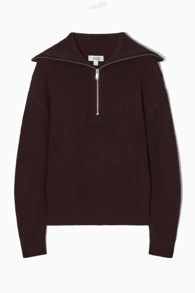 Women's COS Wool And Cotton Half-Zip Jumper Knitwear & Cardigans | 392568YIS